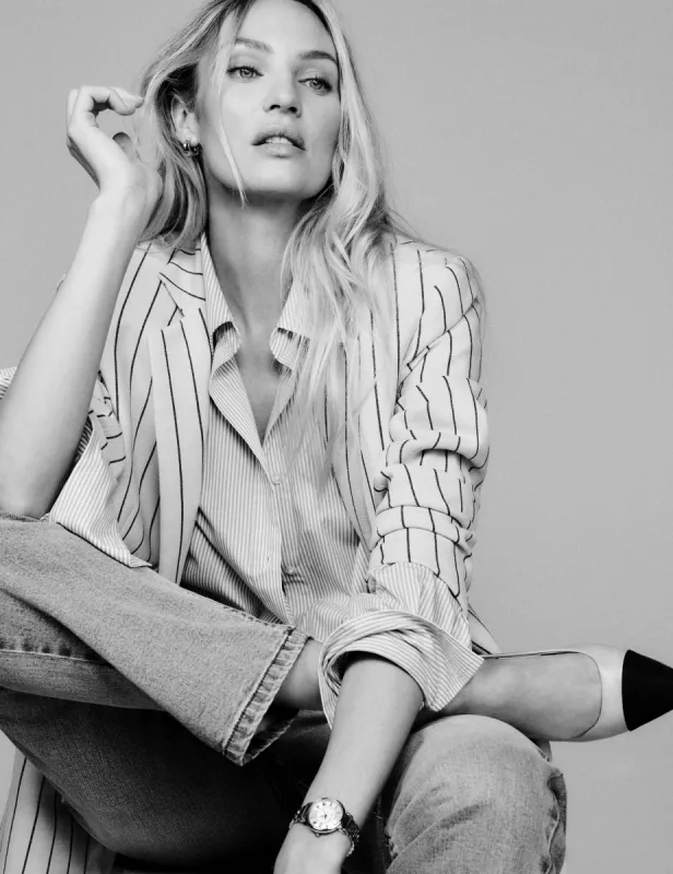 Stripe One Button Notch Collar Jacket sold by Anne Klein