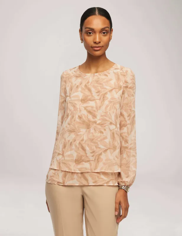 Printed Long Sleeve Double Layer Blouse sold by Anne Klein