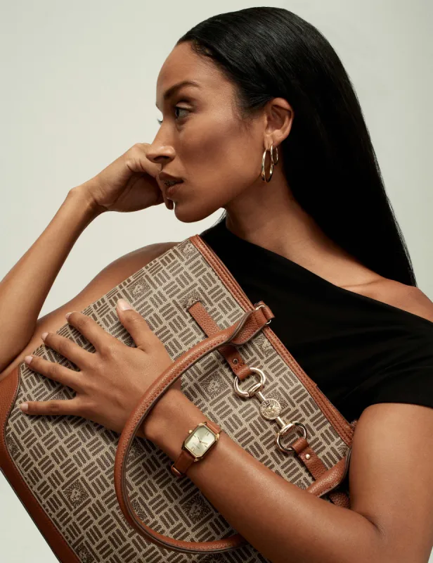 Large Horsebit Tote In Tile Lion Logo sold by Anne Klein