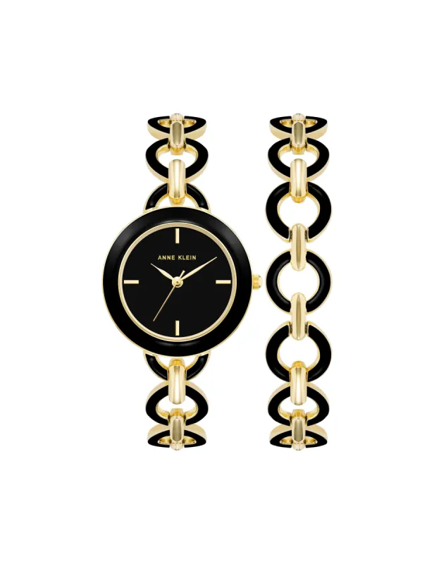 Boyfriend Circular Link Bracelet Watch Set sold by Anne Klein