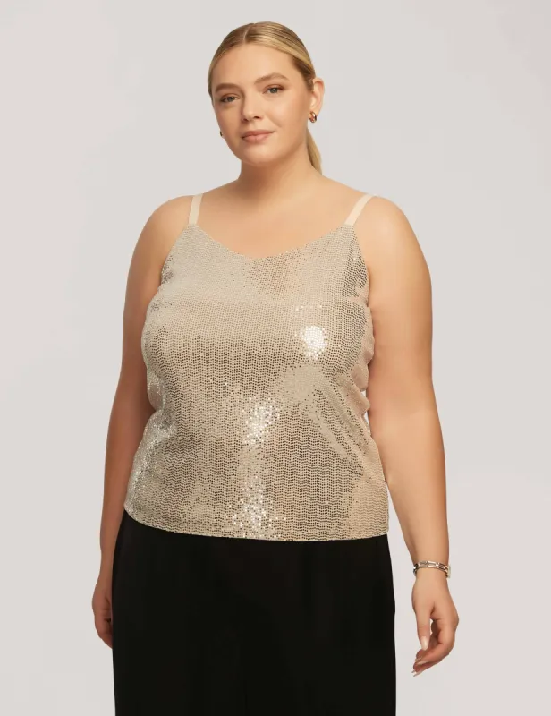 Plus Size Sequin Knit V-Neck Cami sold by Anne Klein