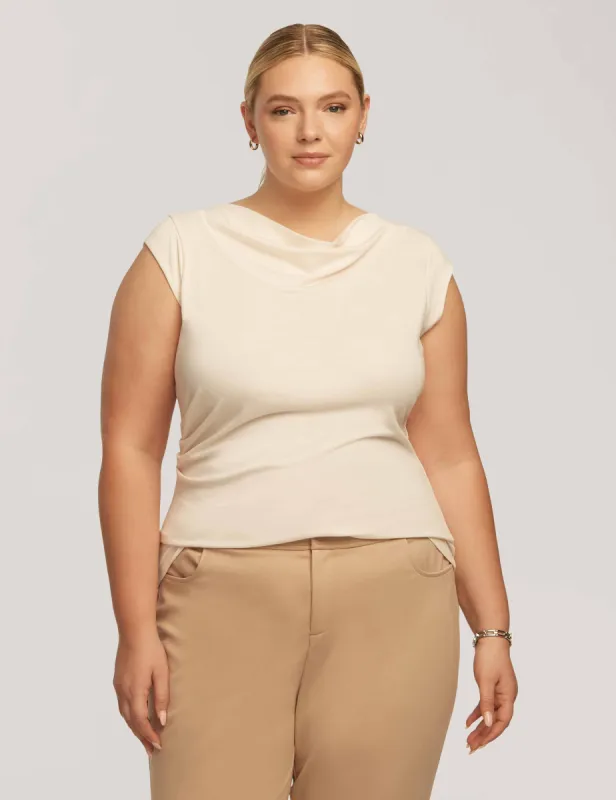 Plus Size Cap Sleeve Cowl Neck Top sold by Anne Klein