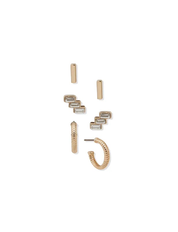 Trip Stud Hoop Trio Pierced Earring Set sold by Anne Klein