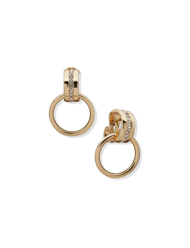 Doorknocker Crystal Clip Earrings sold by Anne Klein