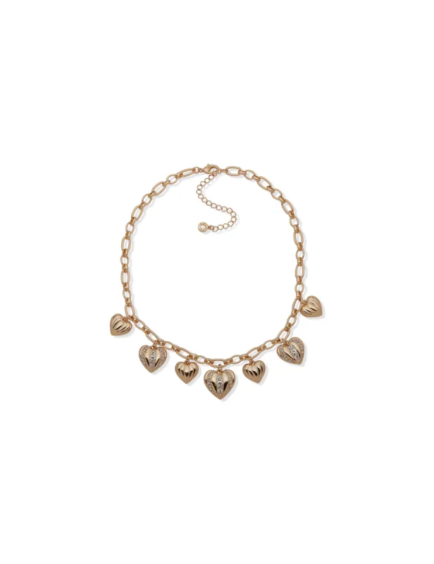 Heart Charm Frontal Necklace sold by Anne Klein