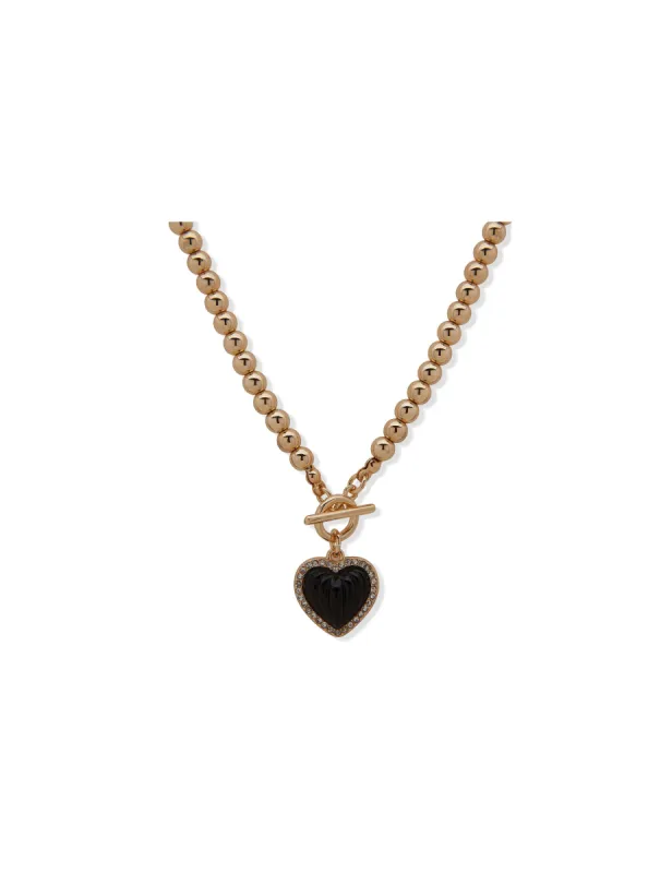 Heart Pendant Jet Necklace sold by Anne Klein