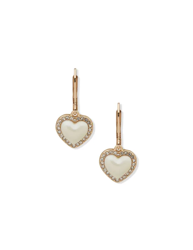 Heart Drop Pearl Pierced Earrings sold by Anne Klein