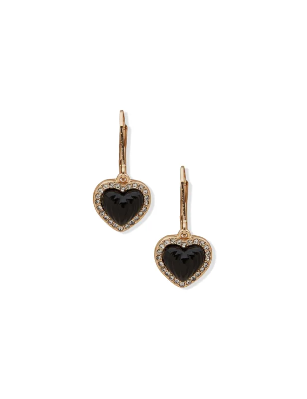 Heart Drop Jet Pierced Earrings sold by Anne Klein