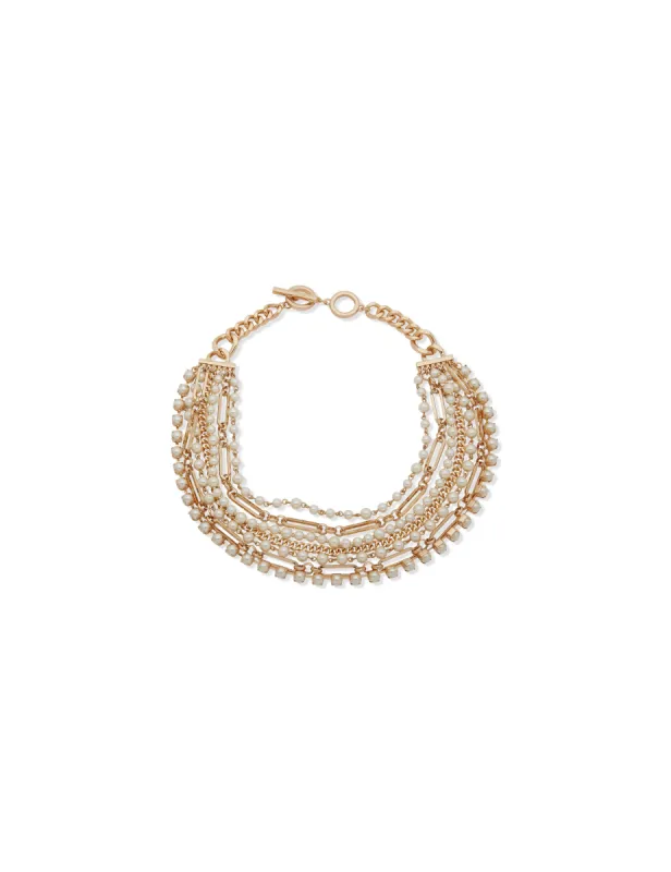 Pearl Link Multi Row Necklace sold by Anne Klein