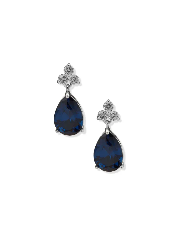 Pear Stone Drop Post Sapphire Pierced Earrings sold by Anne Klein