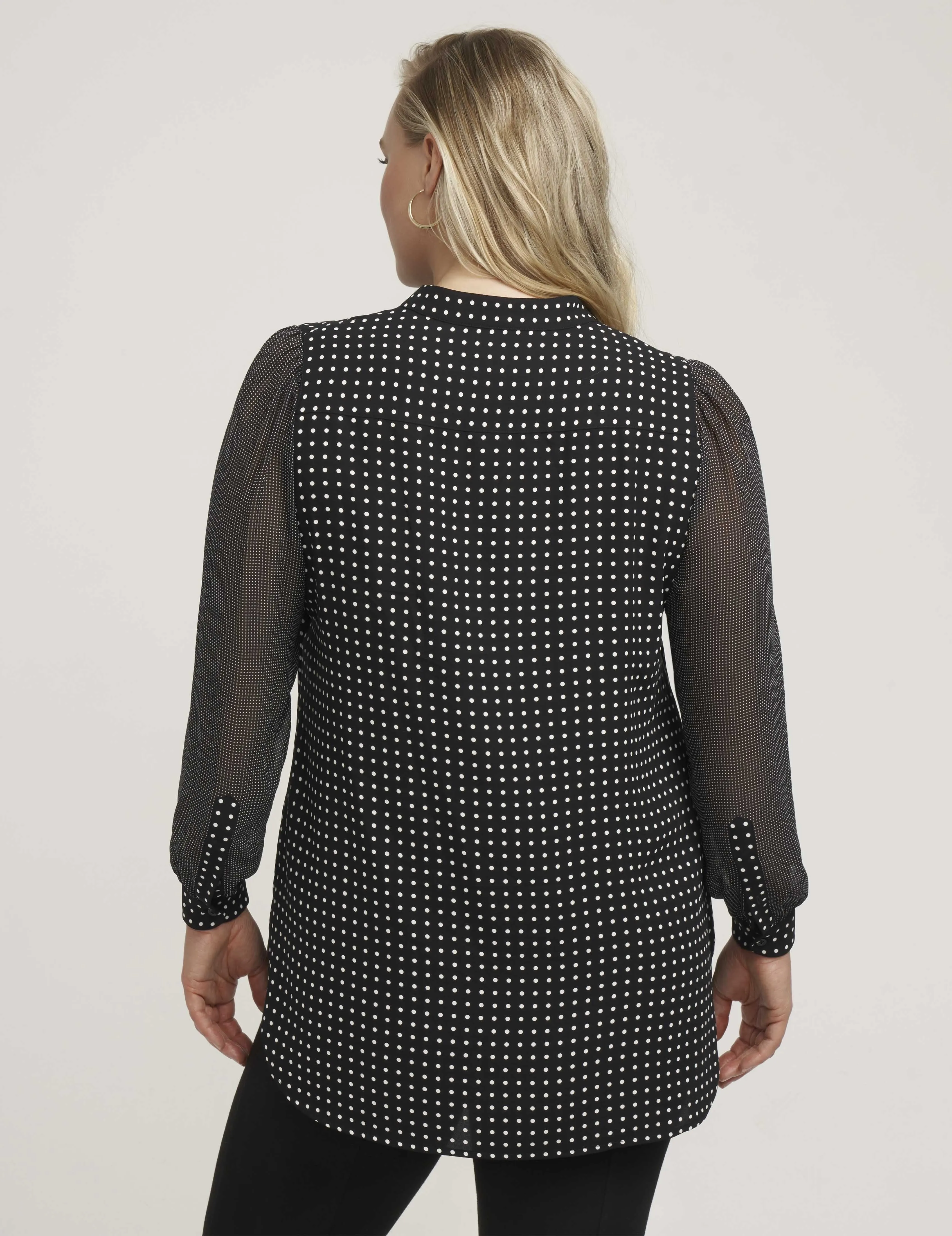 Plus Size Combo Sleeve Dot Print Poet Blouse sold by Anne Klein product image thumbnail 3