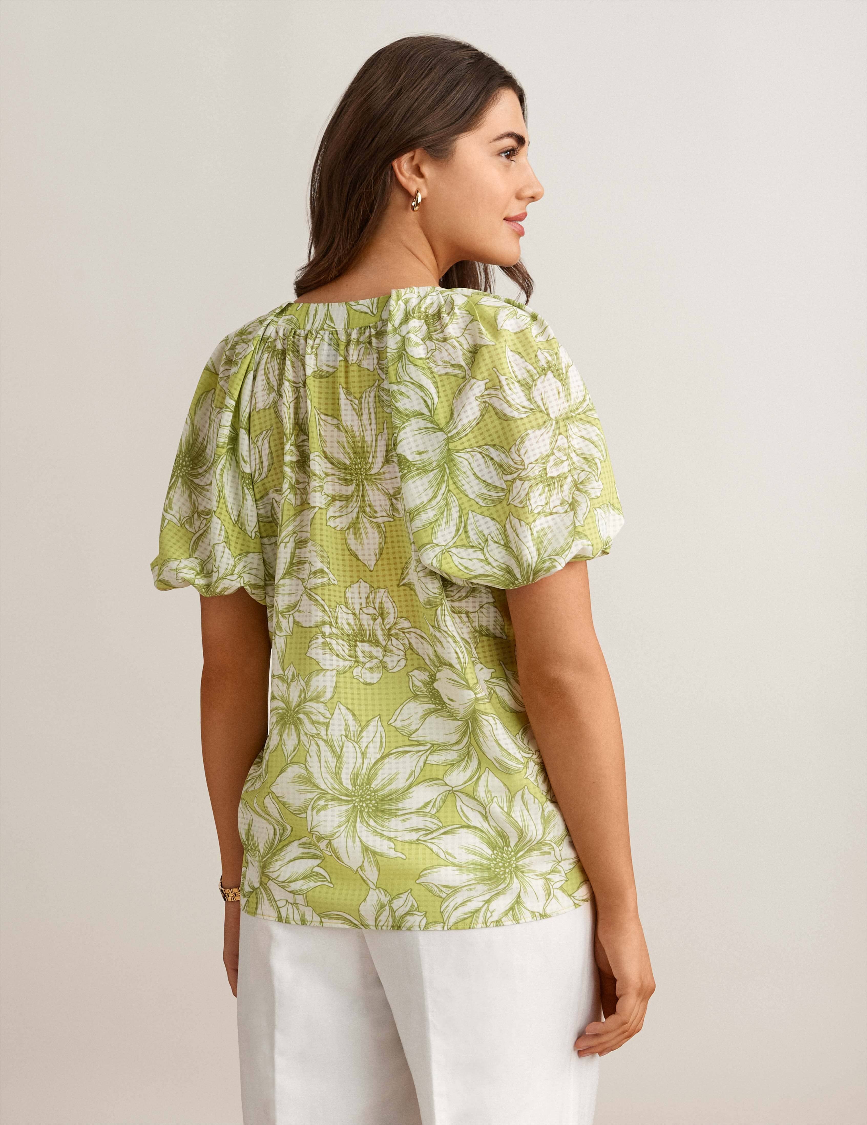 V Neck Puff Sleeve Blouse sold by Anne Klein product image thumbnail 2