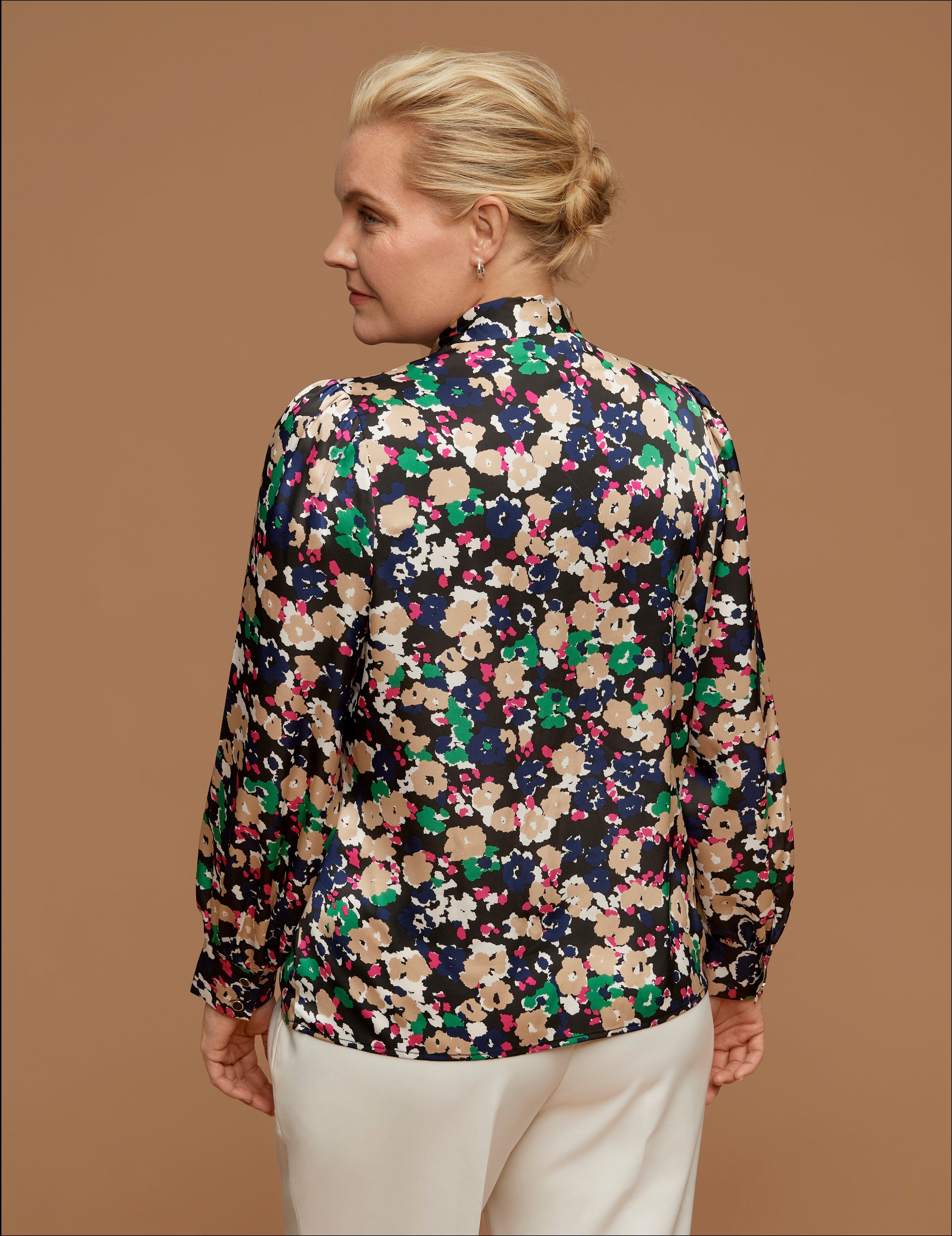 Plus Size Long Sleeve Tie-Neck Printed Blouse sold by Anne Klein product image thumbnail 2