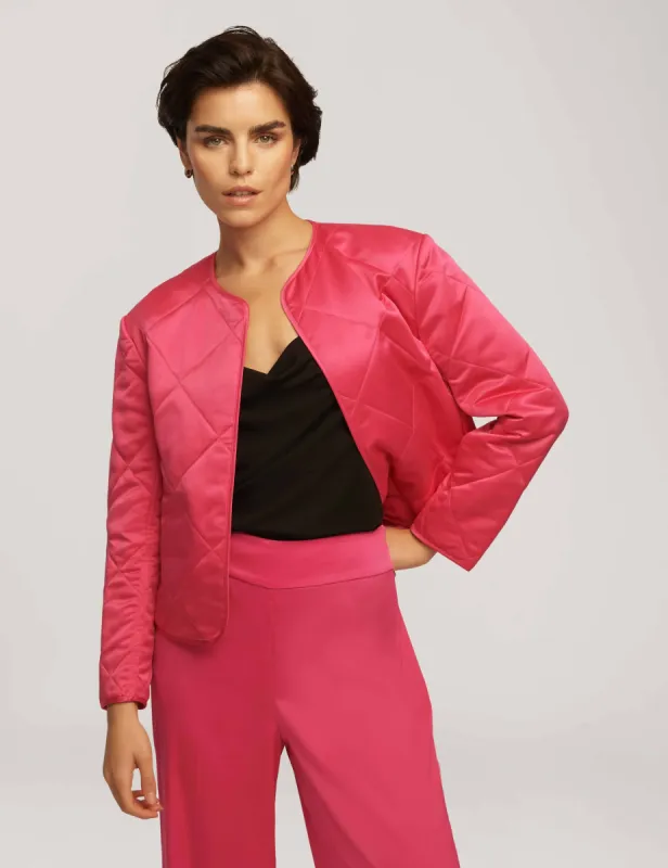 Satin Diamond Collarless Quilted Jacket- Clearance sold by Anne Klein