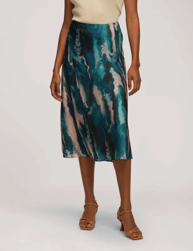 Printed Wash Satin Flared Skirt- Clearance sold by Anne Klein