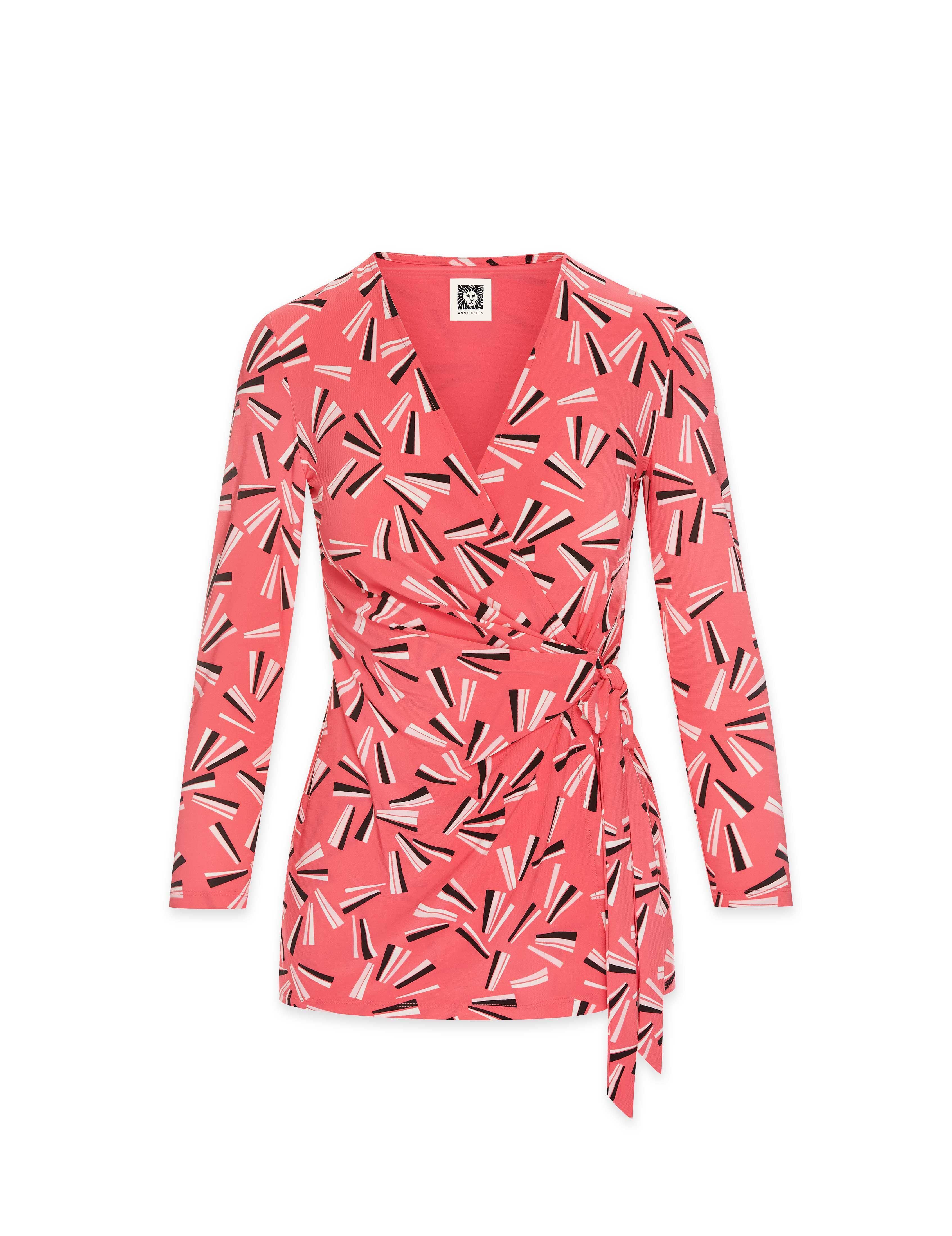 Printed Faux Wrap Top- Clearance sold by Anne Klein