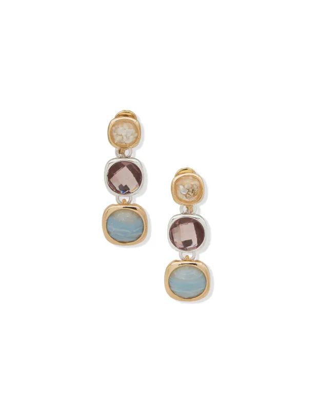 Linear Stone Drop Clip Earrings sold by Anne Klein