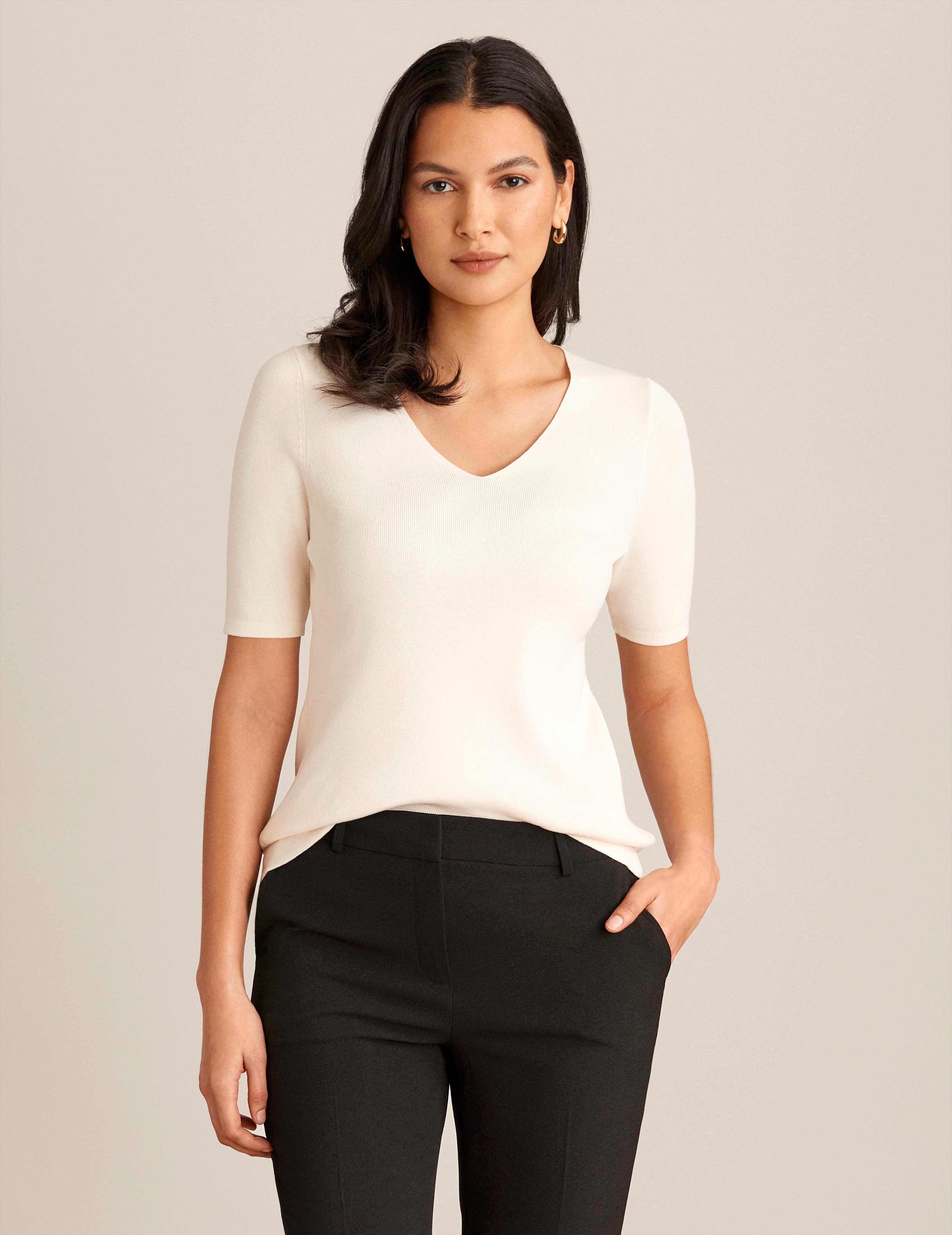 Half Sleeve V Neck Top sold by Anne Klein