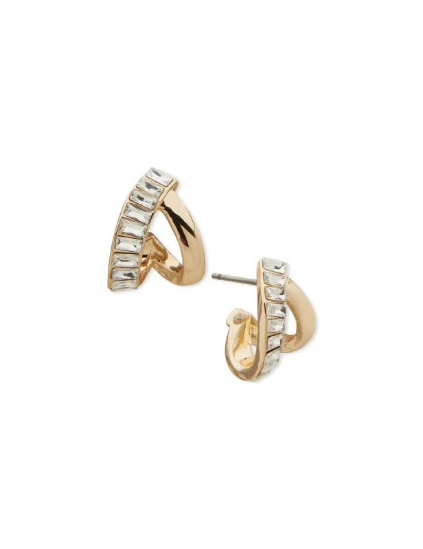 Button Earrings with Baguette Stones sold by Anne Klein