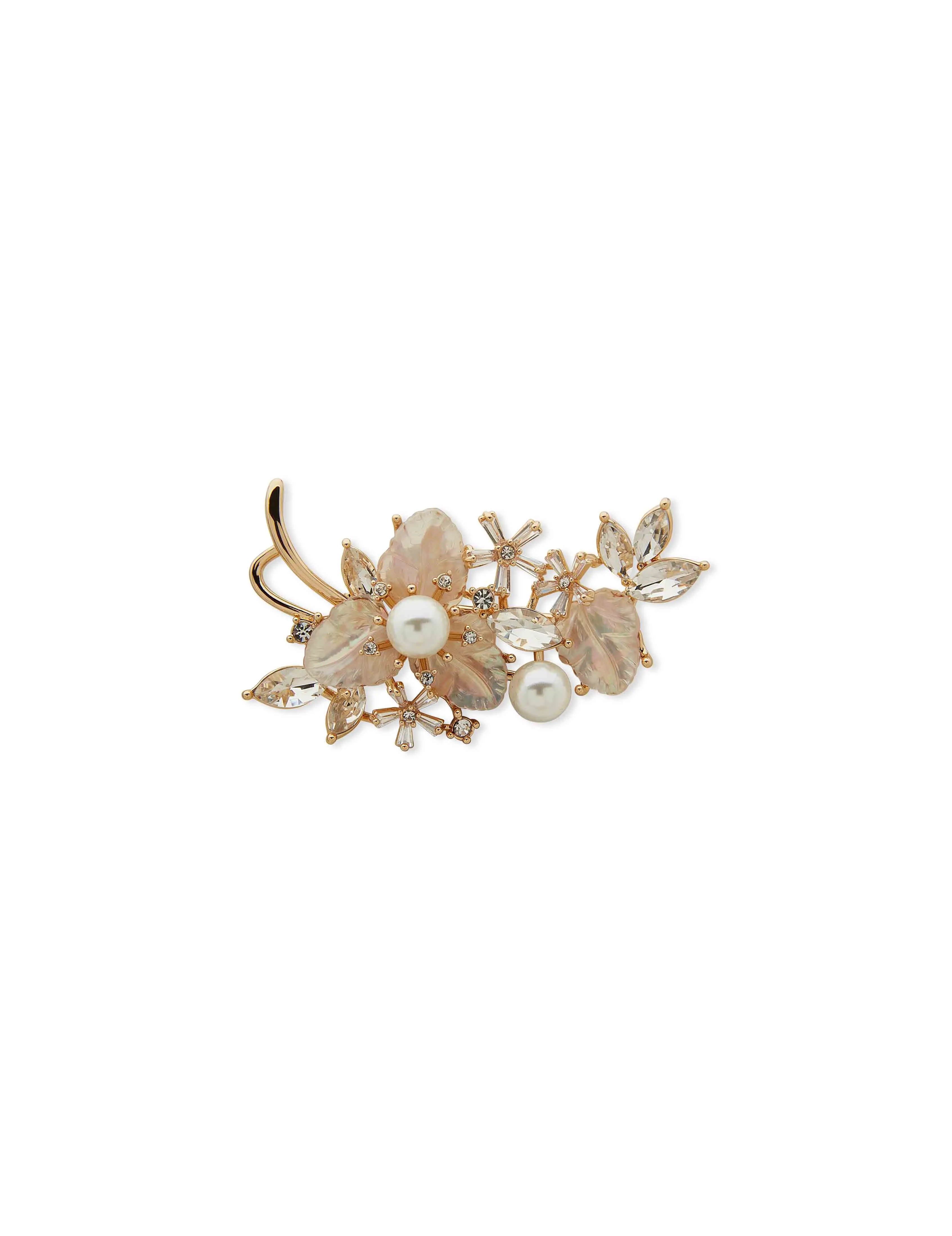 Boxed Gold Flower Pin - Mother of Pearl sold by Anne Klein