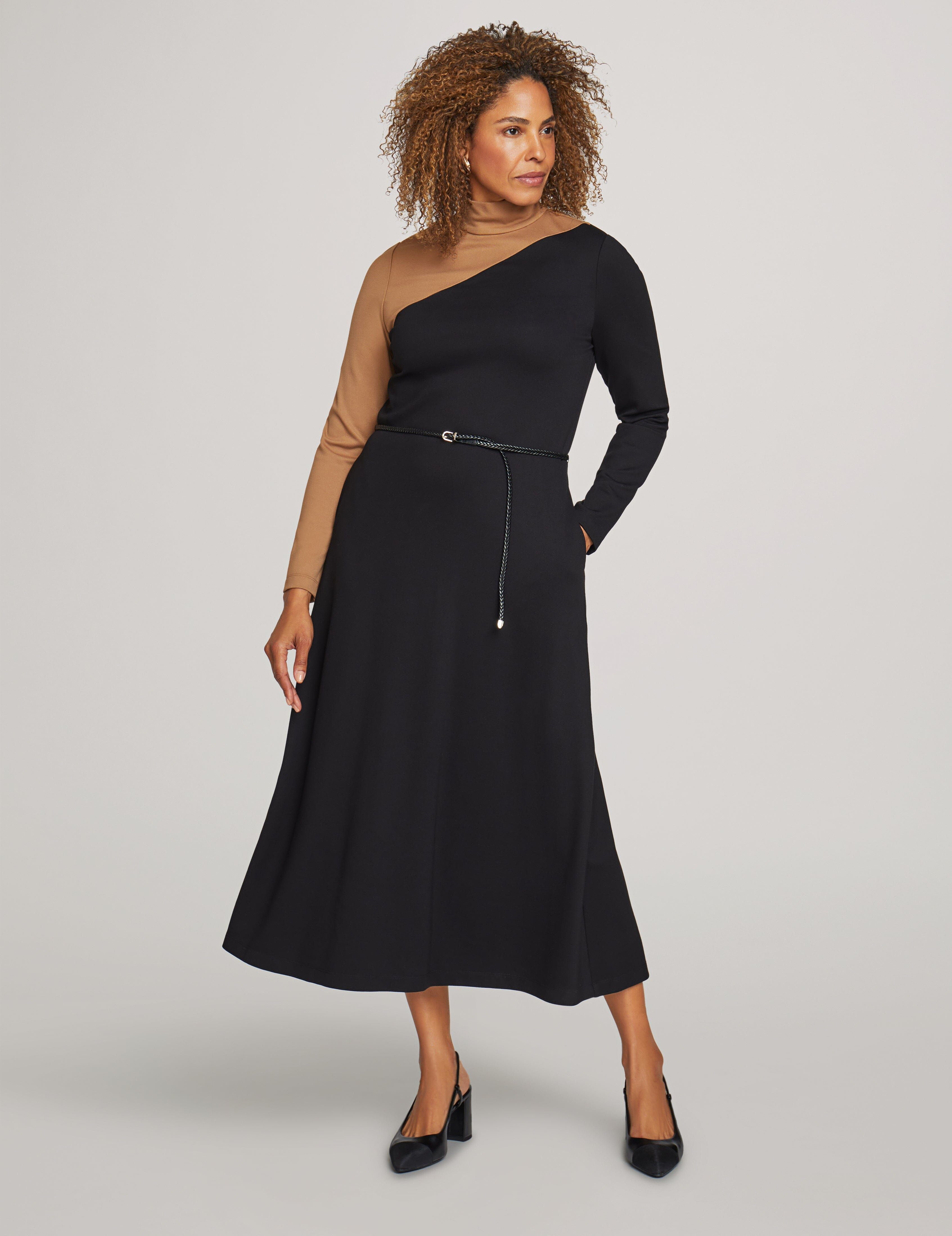 Color Blocked Mock Neck Midi Dress sold by Anne Klein product image thumbnail 2