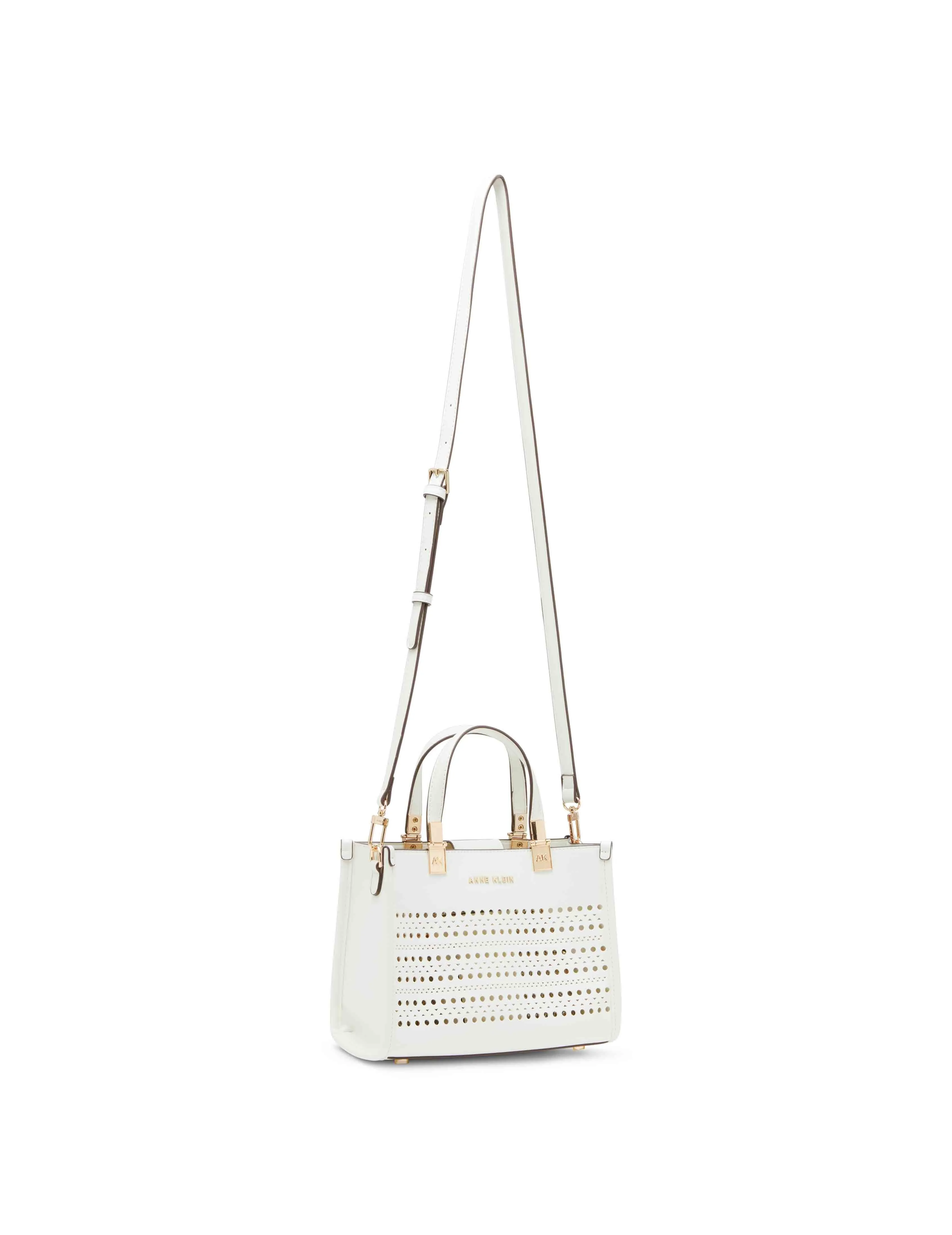Perforated Mini Satchel With Convertible Straw Crossbody sold by Anne Klein product image thumbnail 3