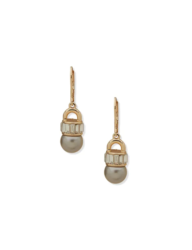 Leverback Pearl Drop Earrings sold by Anne Klein