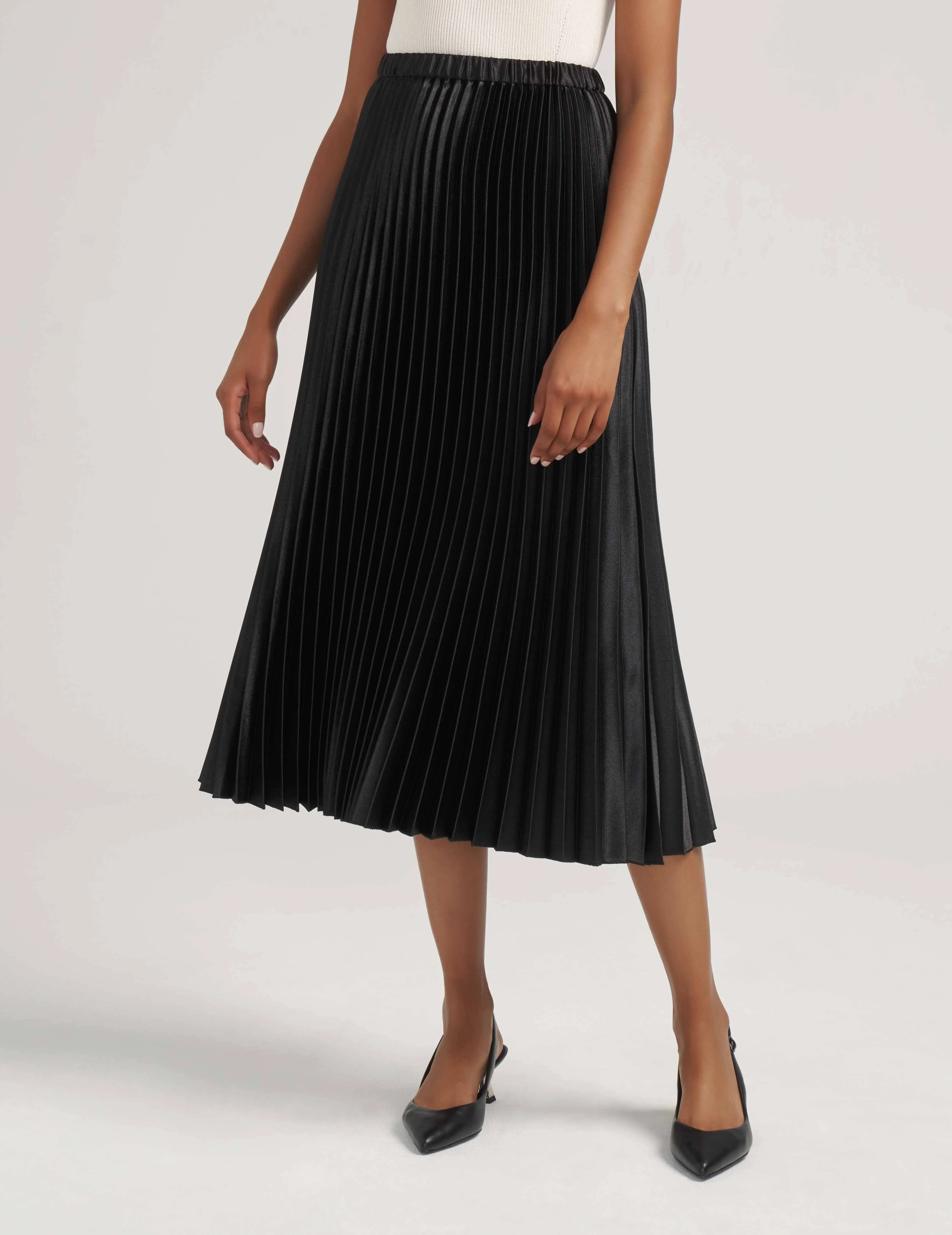 Pull On Pleated Skirt Satin Crepe- Sale sold by Anne Klein product image thumbnail 2