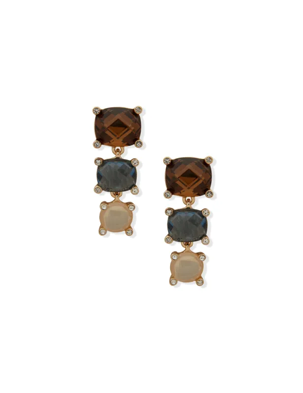 Multi Stone Linear Drop Clip on Earrings sold by Anne Klein