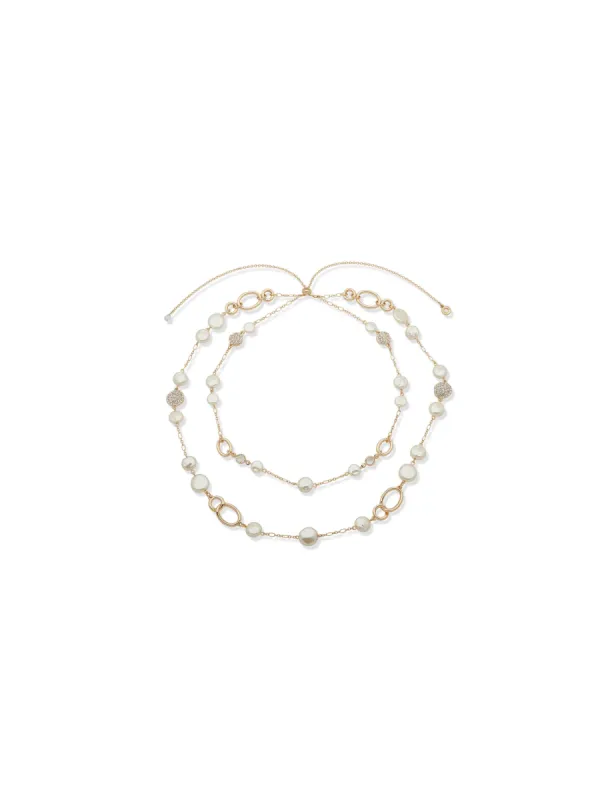 Adjustable Multi Row Gold Necklace made by Anne Klein