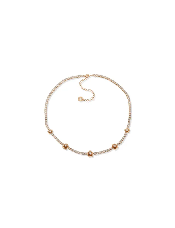 Tennis Necklace with Stationed Flowers sold by Anne Klein