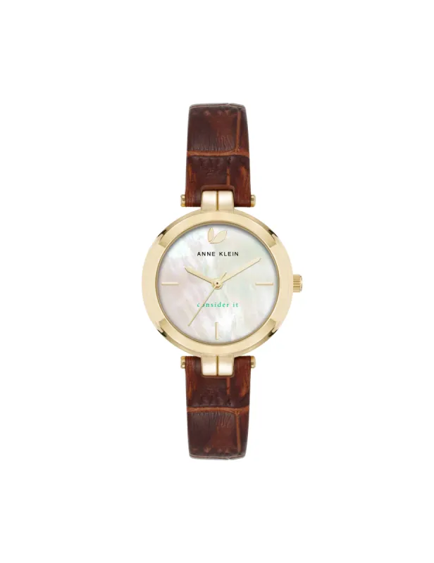 Consider It Round Leather Band Watch sold by Anne Klein