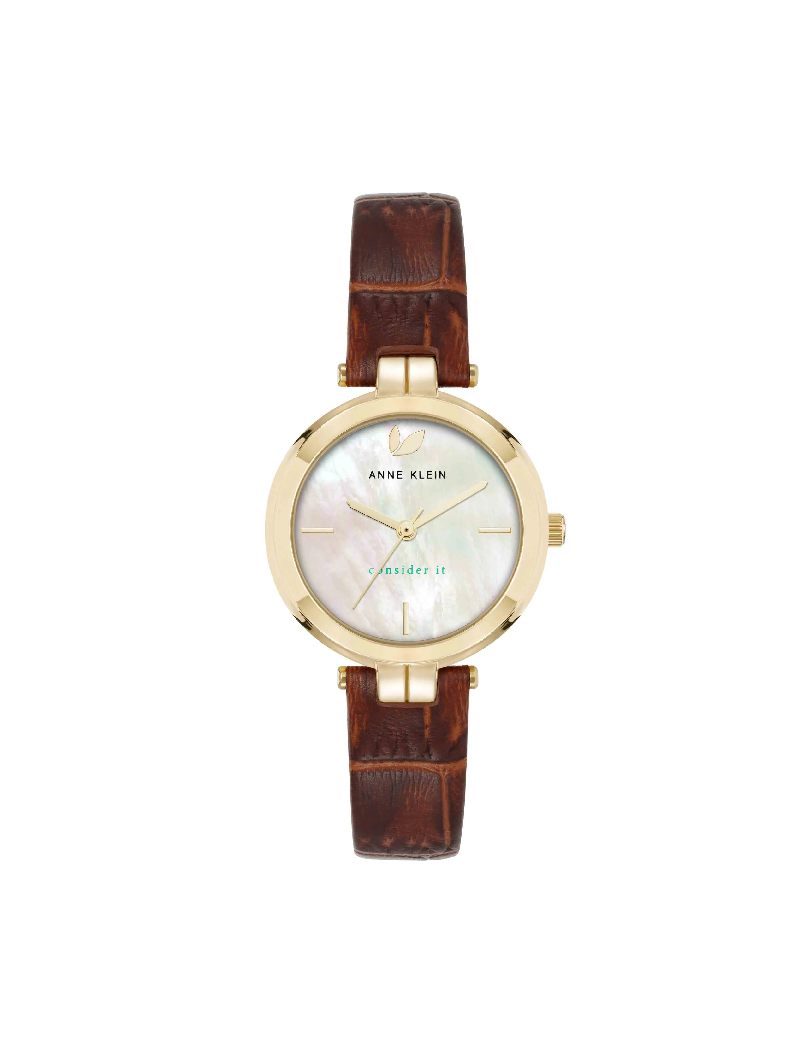Consider It Round Leather Band Watch sold by Anne Klein
