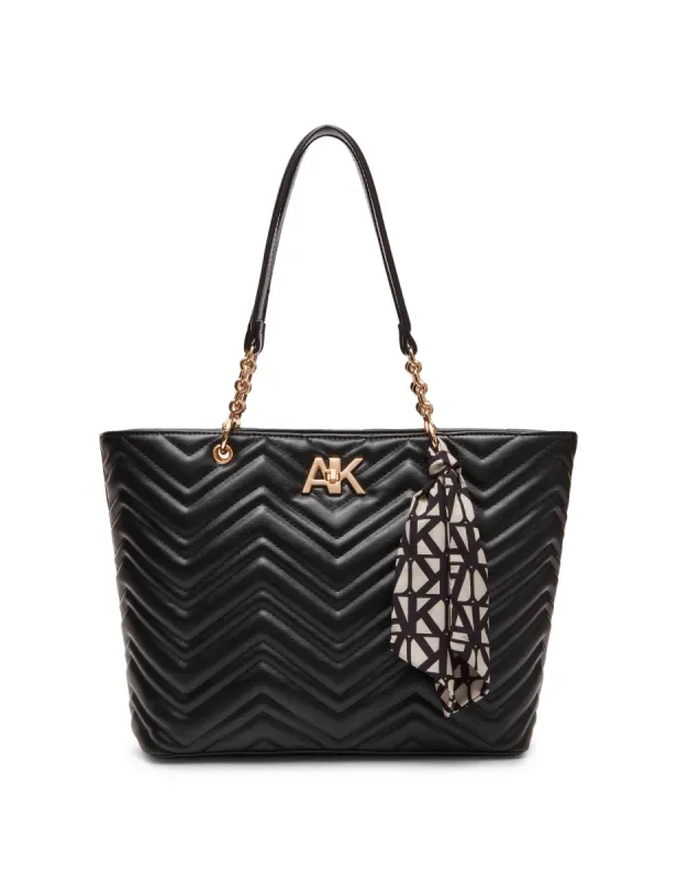 Quilted Chain Tote With Turn Lock sold by Anne Klein
