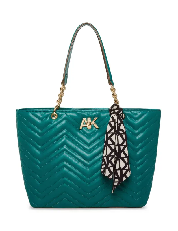 Quilted Chain Tote With Turn Lock sold by Anne Klein