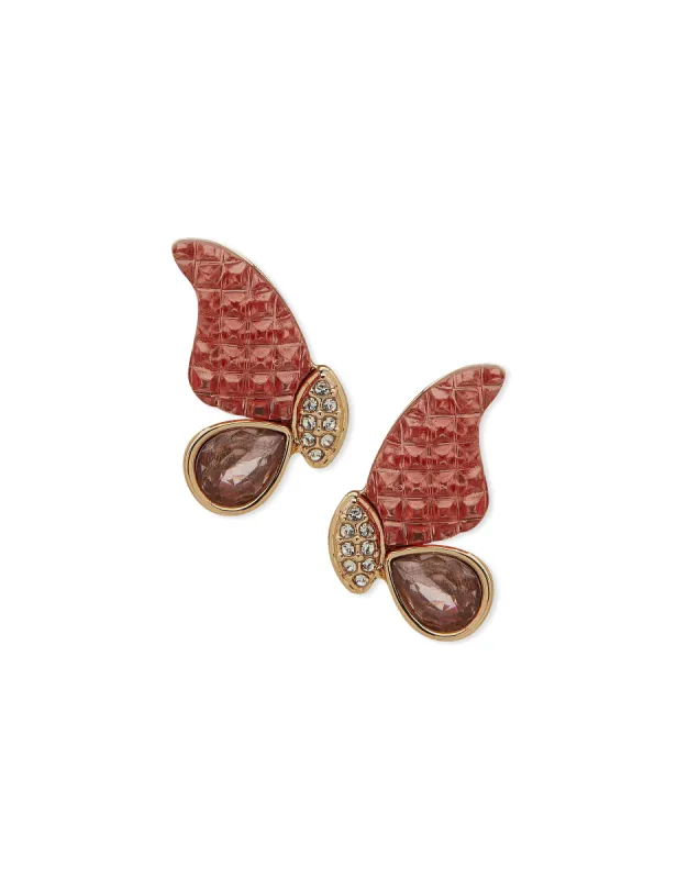 Butterfly Motif Pink Stud Earrings sold by Anne Klein