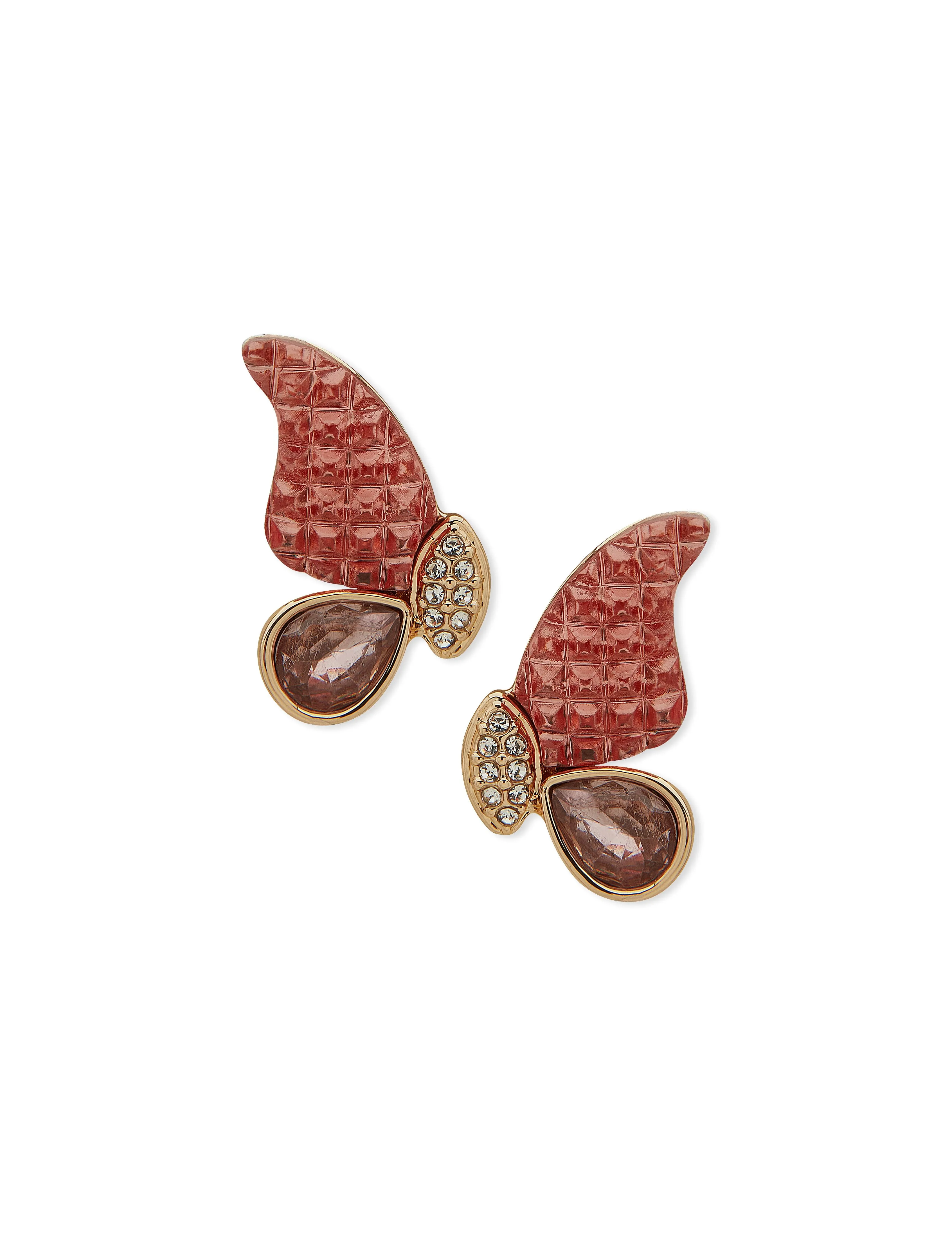 Butterfly Motif Pink Stud Earrings sold by Anne Klein