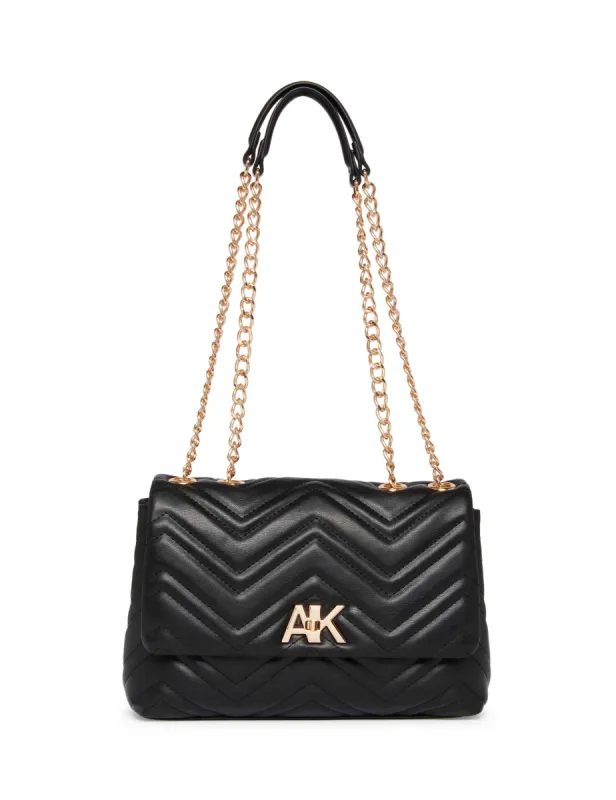 Quilted Convertible Flap Shoulder Bag With Turn Lock sold by Anne Klein