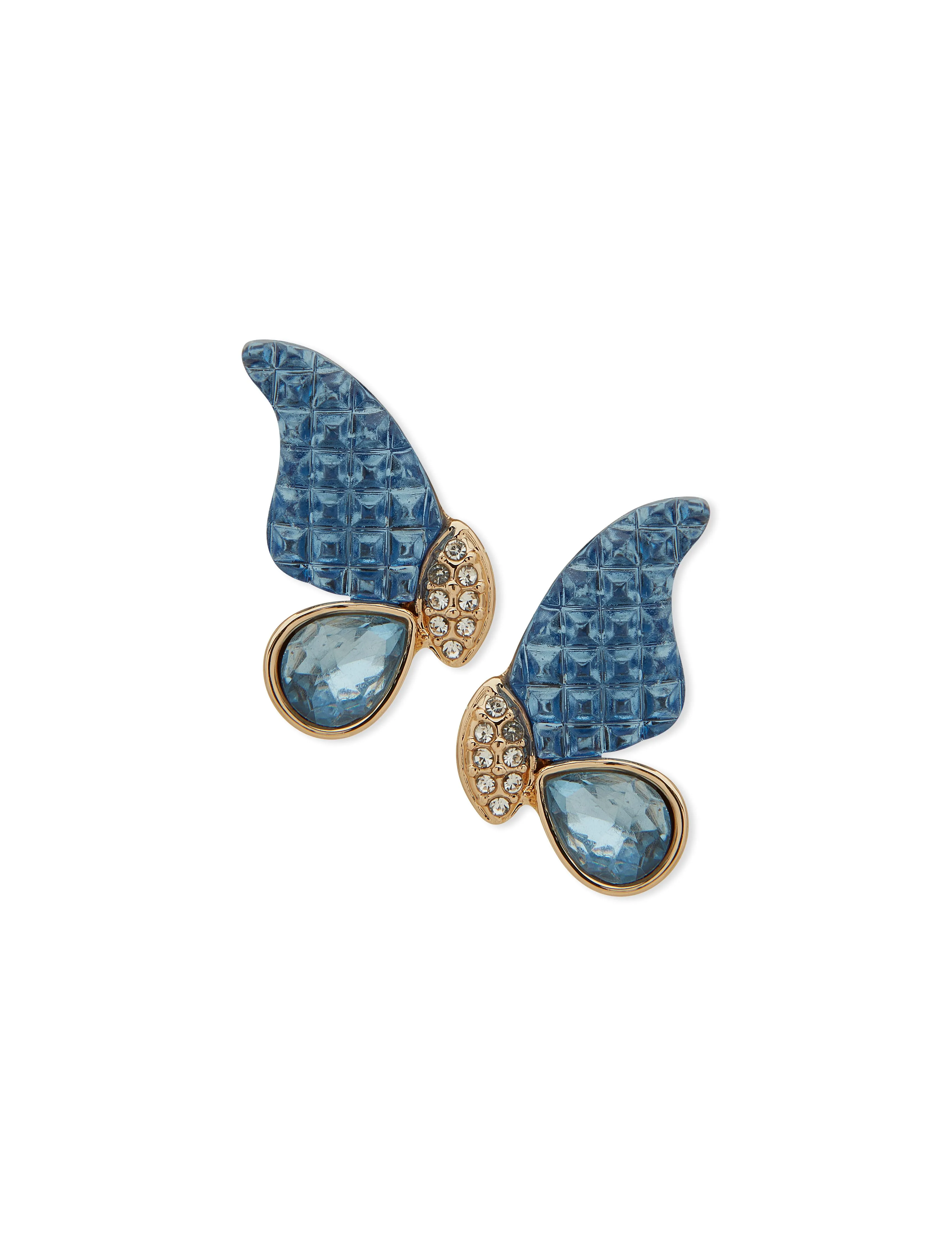 Butterfly Motif Blue Stud Earrings sold by Anne Klein