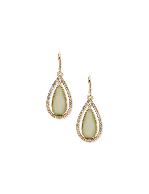 Teardrop Orbital Green Earrings sold by Anne Klein