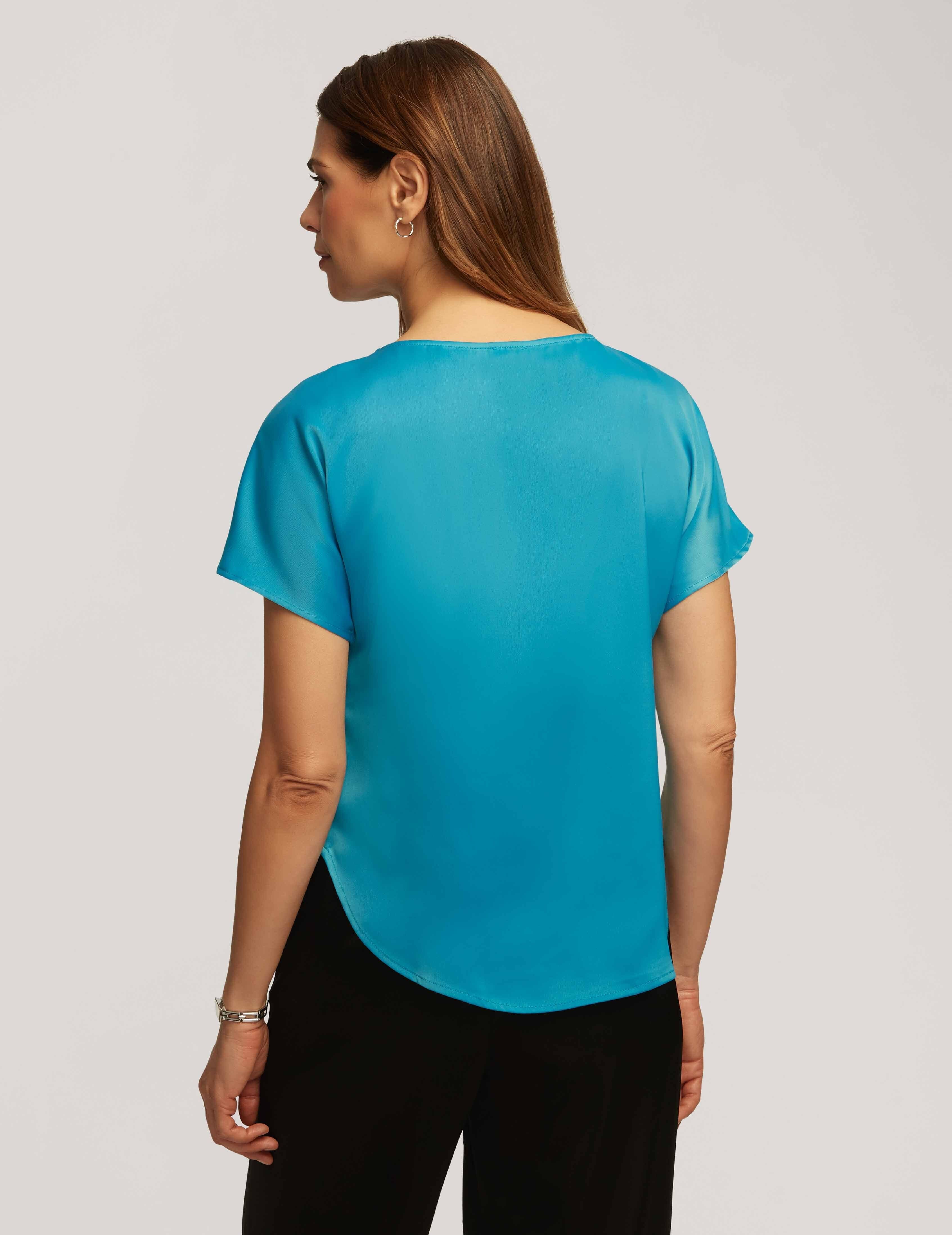 Montreal Satin Short Sleeve Blouse With Bateau Neck- Clearance sold by Anne Klein product image thumbnail 2
