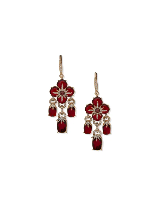 Poinseta Chandelier Pierced Earrings sold by Anne Klein