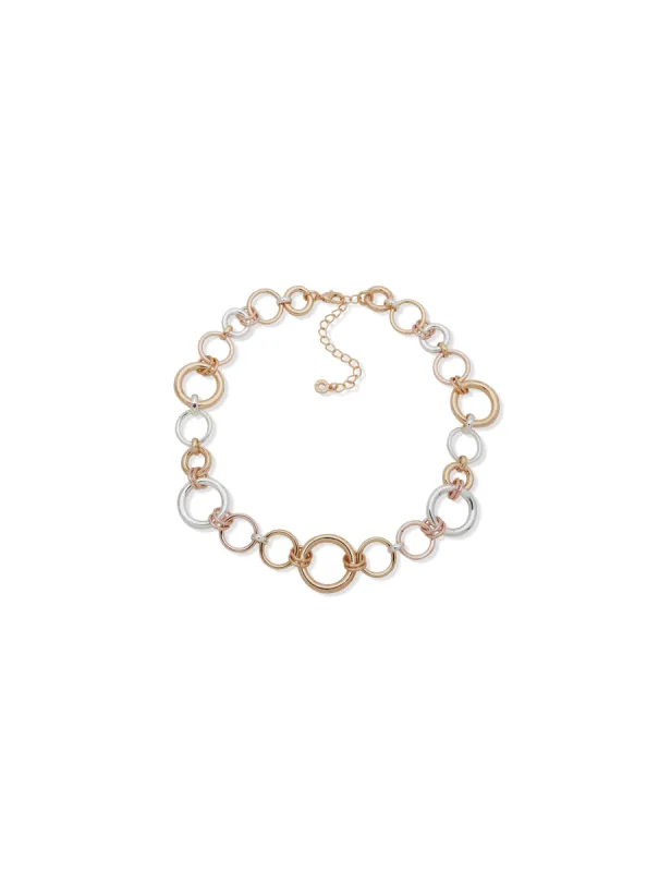 Mixed Metal Circle Links Collar Necklace sold by Anne Klein