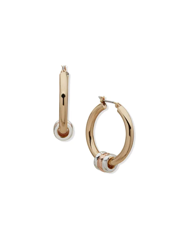 Mixed Metal Hoop Pierced Earrings sold by Anne Klein