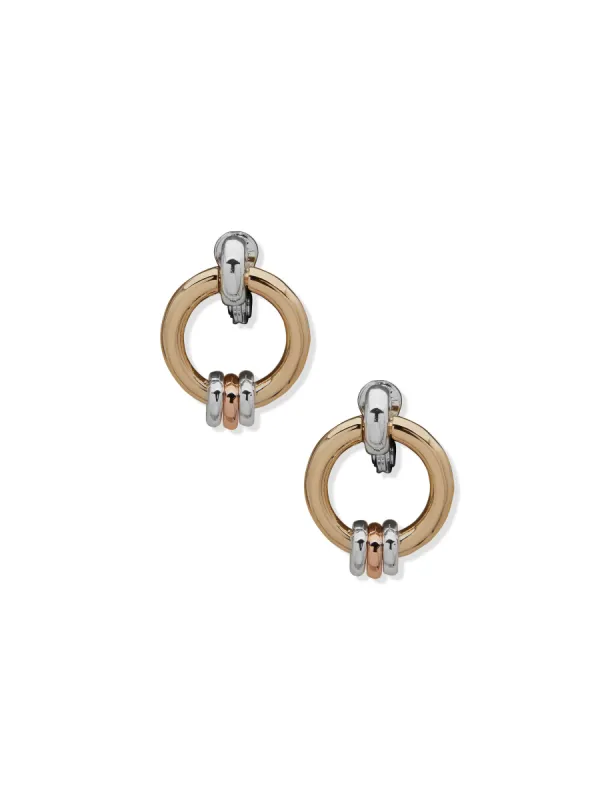 Circle Link Button Clip On Earrings sold by Anne Klein