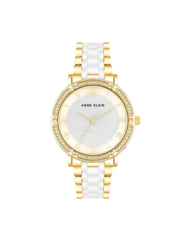 Crystal Accented Ceramic Link Watch sold by Anne Klein