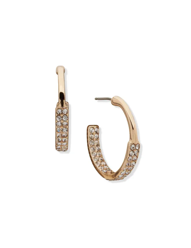C Hoop With Pave Pierced Earrings sold by Anne Klein