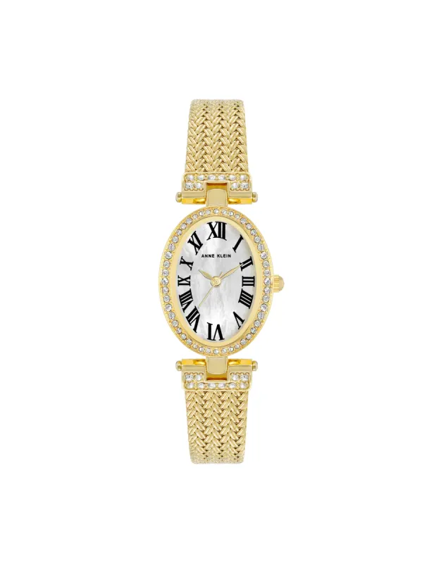 Oval Crystal Accented Mesh Bracelet Watch sold by Anne Klein