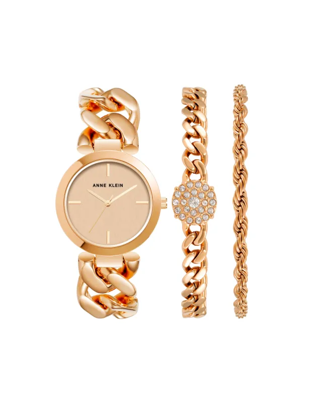 Round Chain Watch and Bracelet Set sold by Anne Klein