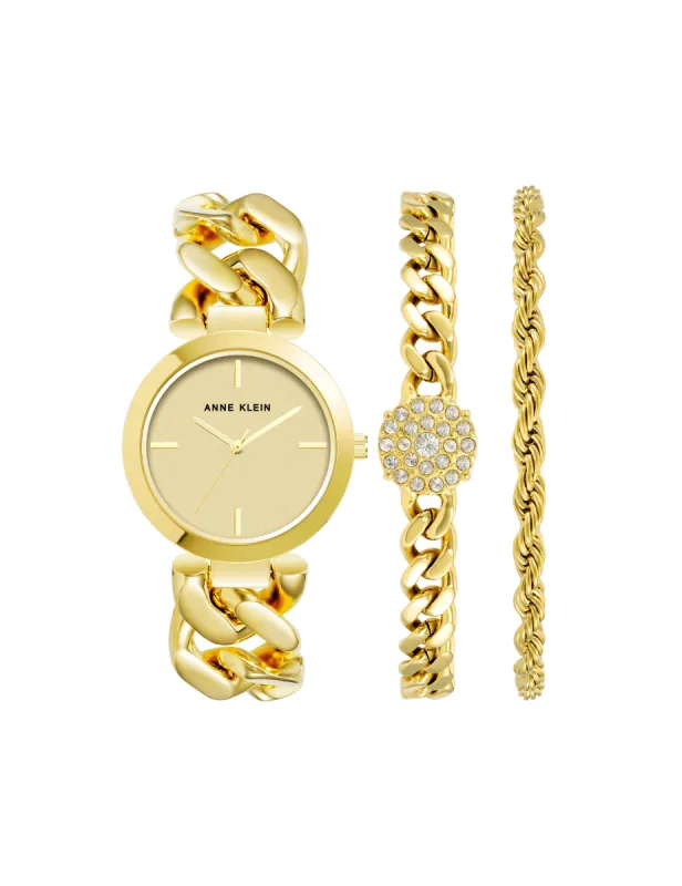 Round Chain Watch and Bracelet Set sold by Anne Klein